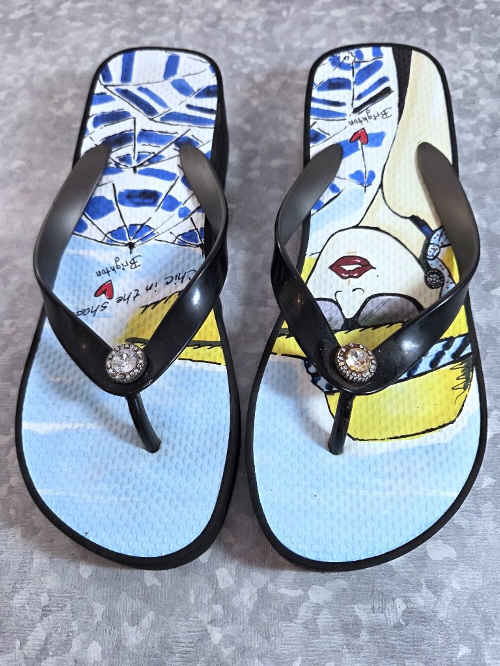 Brighton Platform Flip Flop Sandals with dust bag Size 8